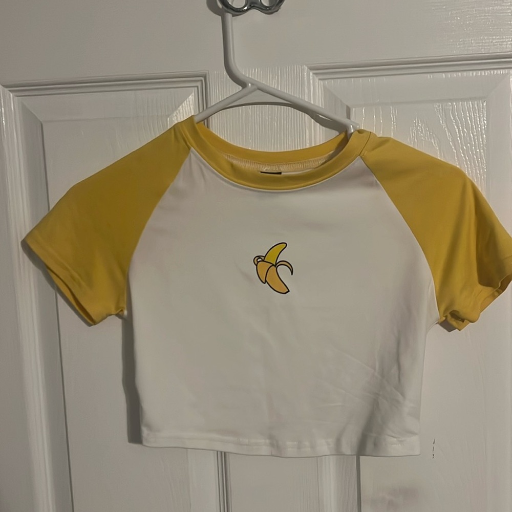 SHEIN, cute, cropped banana shirt